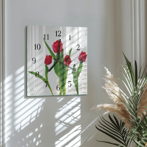 Square wall clock Tulips