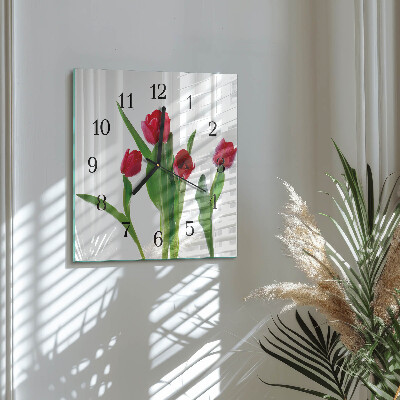 Square wall clock Tulips