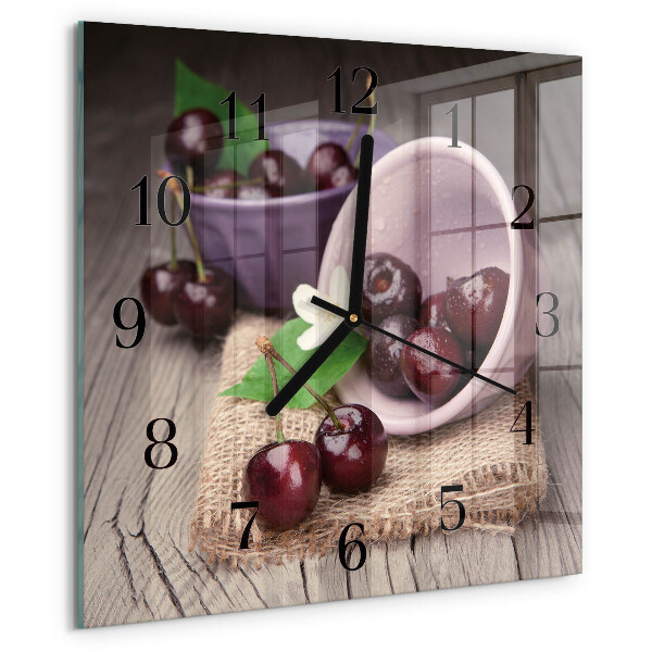 Square wall clock Burgundy Cherries