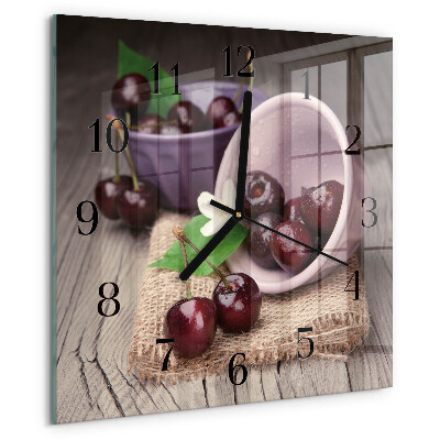 Square wall clock Burgundy Cherries