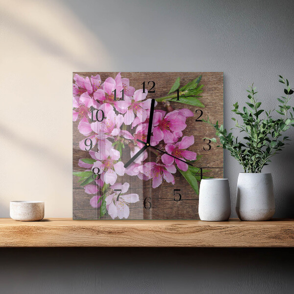 Square wall clock Flowers
