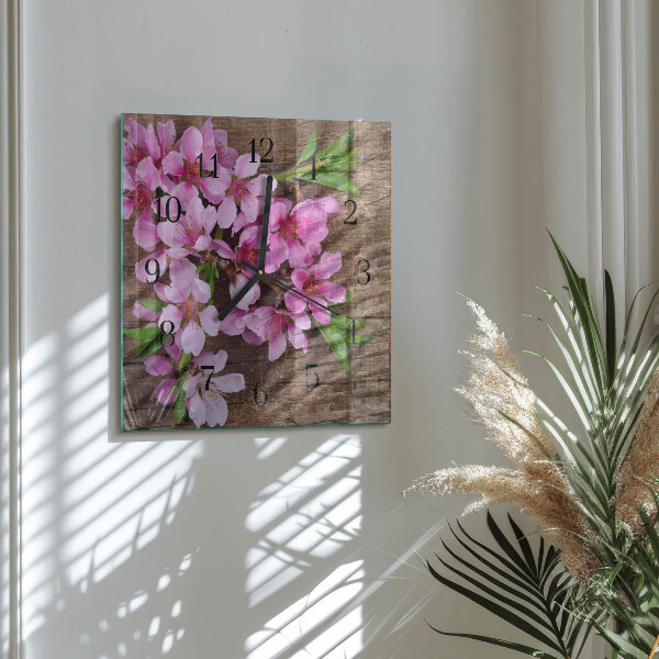 Square wall clock Flowers