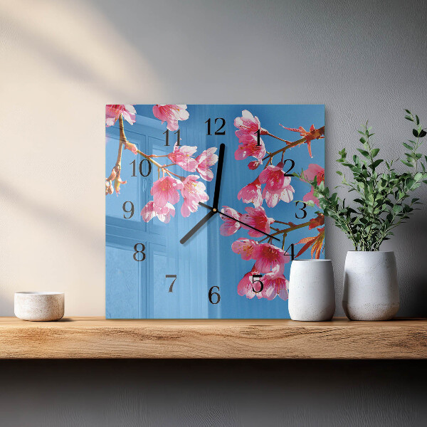 Square wall clock Flowers