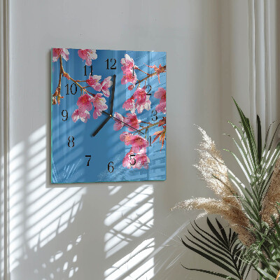 Square wall clock Flowers