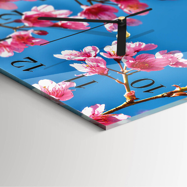 Square wall clock Flowers
