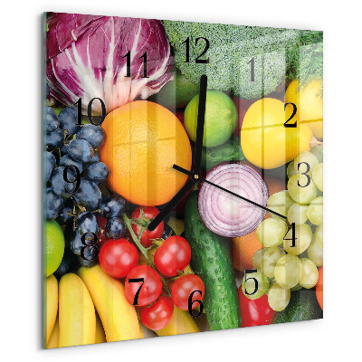 Square wall clock Fruits and Vegetables