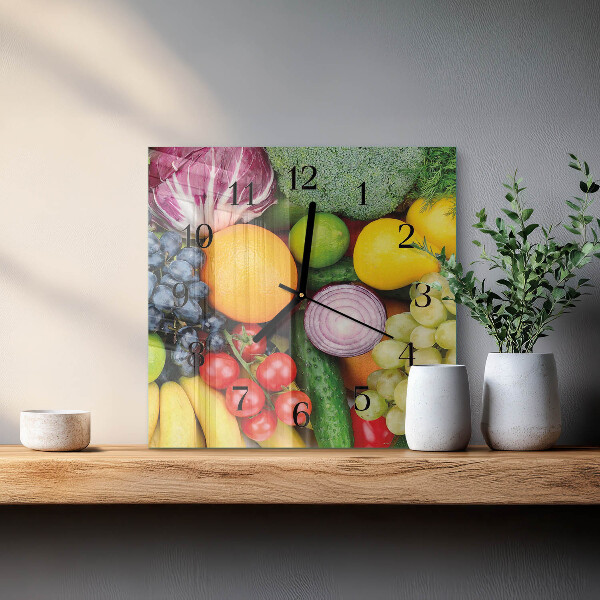 Square wall clock Fruits and Vegetables