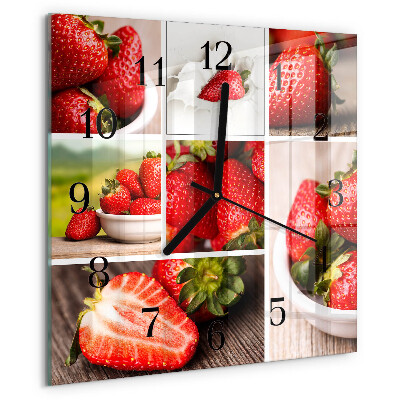 Square wall clock Strawberries