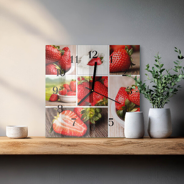 Square wall clock Strawberries