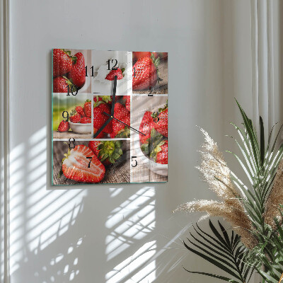 Square wall clock Strawberries