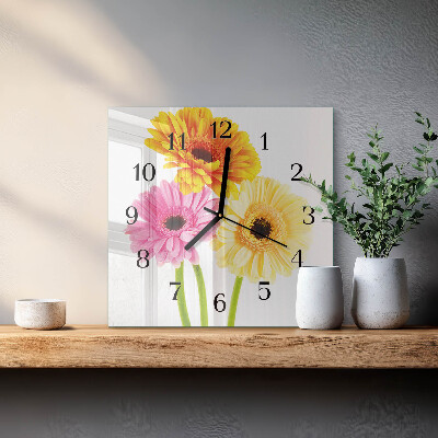 Square wall clock Flowers