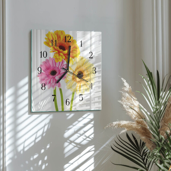 Square wall clock Flowers