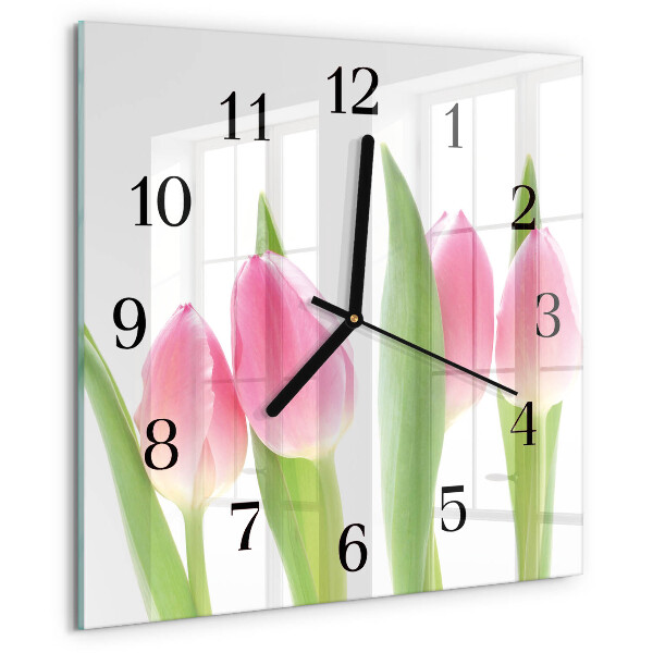 Square wall clock Tulips