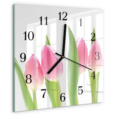 Square wall clock Tulips