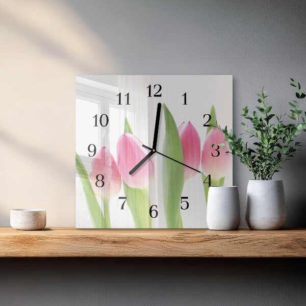 Square wall clock Tulips