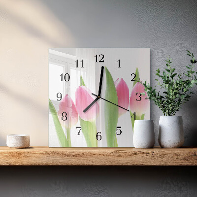Square wall clock Tulips