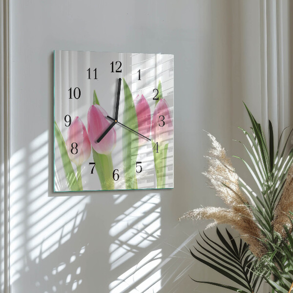 Square wall clock Tulips
