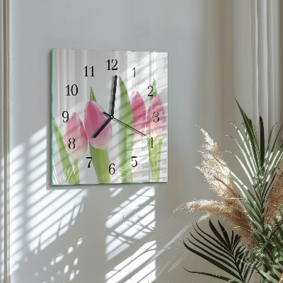 Square wall clock Tulips