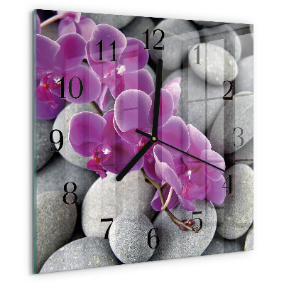 Square wall clock Orchid Stones