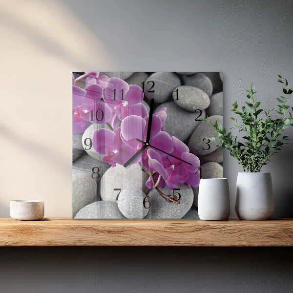 Square wall clock Orchid Stones