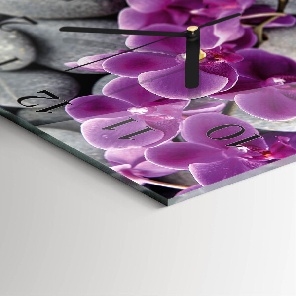 Square wall clock Orchid Stones