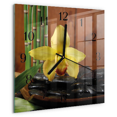 Square wall clock Bamboo Orchid