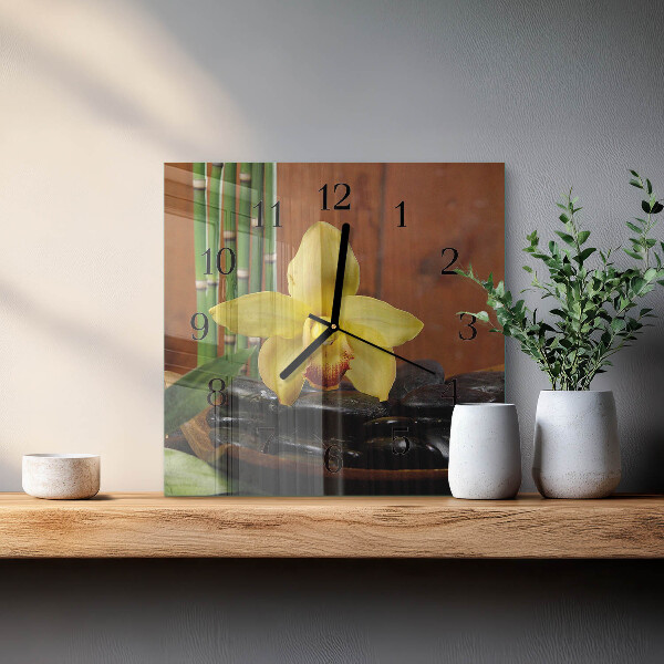 Square wall clock Bamboo Orchid