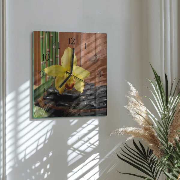 Square wall clock Bamboo Orchid