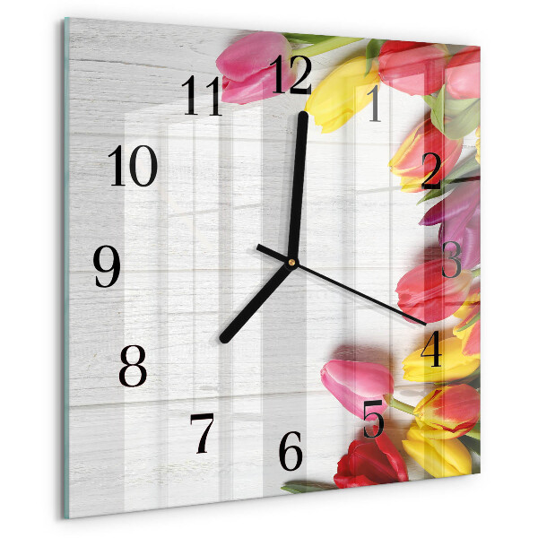 Square wall clock Tulips
