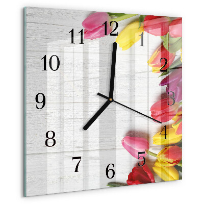 Square wall clock Tulips