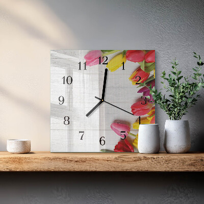 Square wall clock Tulips