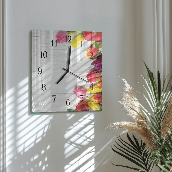 Square wall clock Tulips