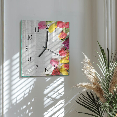 Square wall clock Tulips