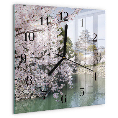 Square wall clock Cherry Trees