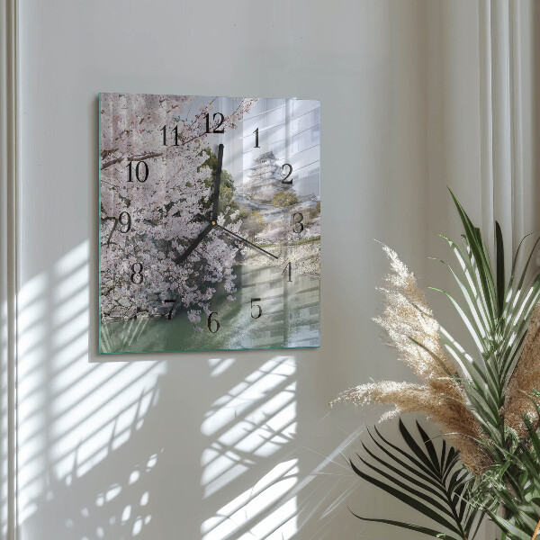 Square wall clock Cherry Trees