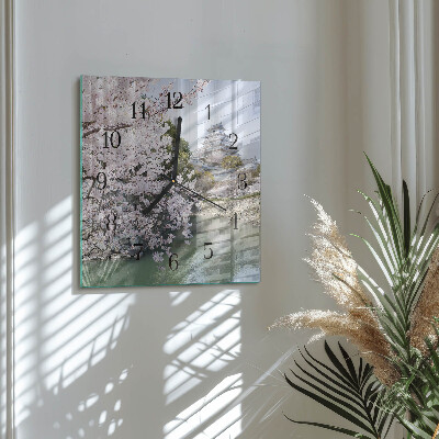 Square wall clock Cherry Trees