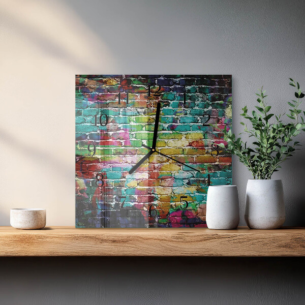 Square wall clock Brick