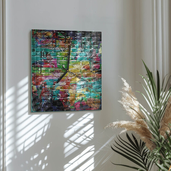 Square wall clock Brick