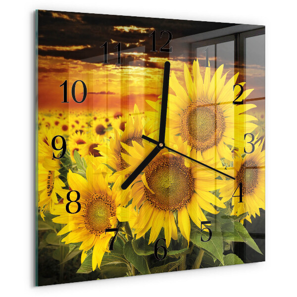 Square wall clock Sunflowers