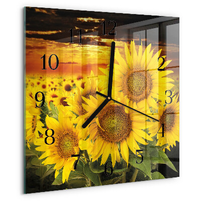 Square wall clock Sunflowers