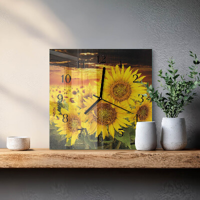 Square wall clock Sunflowers
