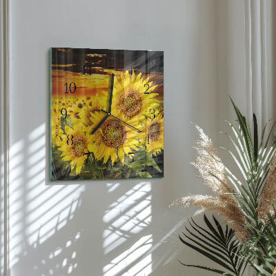 Square wall clock Sunflowers