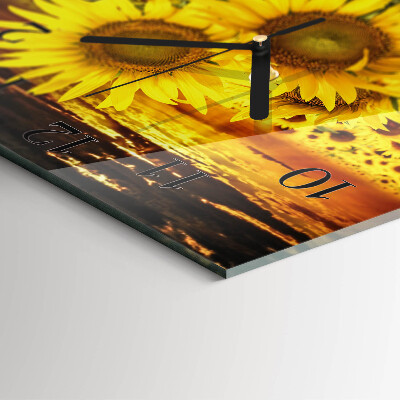 Square wall clock Sunflowers