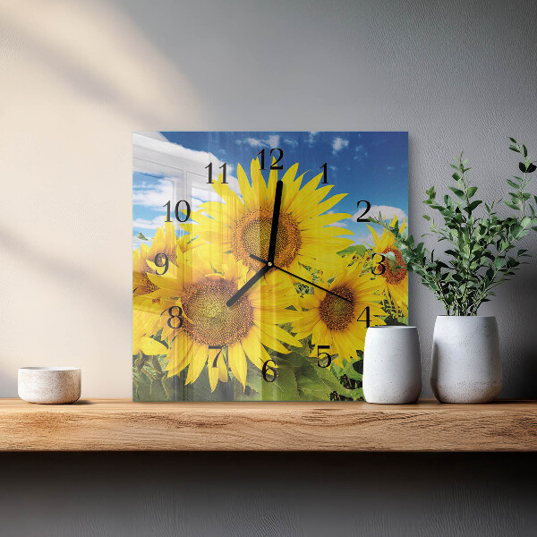 Square wall clock Sunflowers