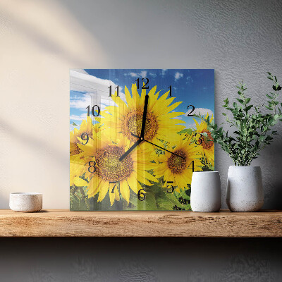 Square wall clock Sunflowers