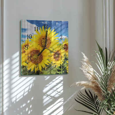 Square wall clock Sunflowers
