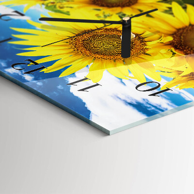 Square wall clock Sunflowers
