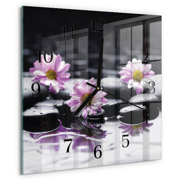 Square wall clock Flowers