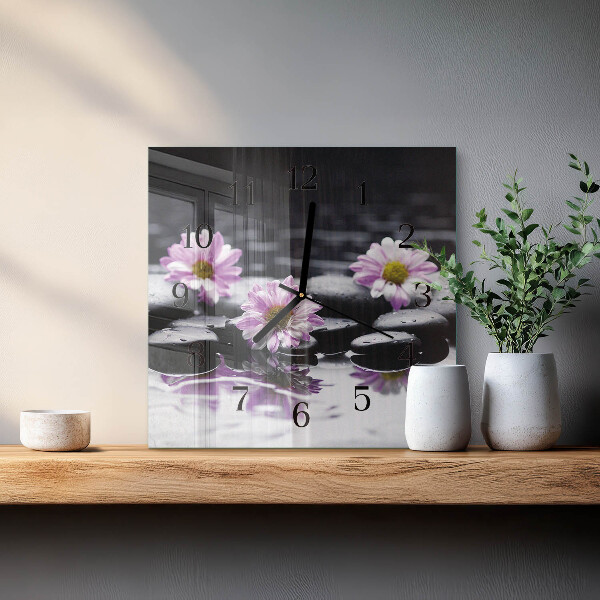 Square wall clock Flowers