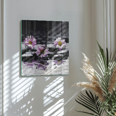 Square wall clock Flowers